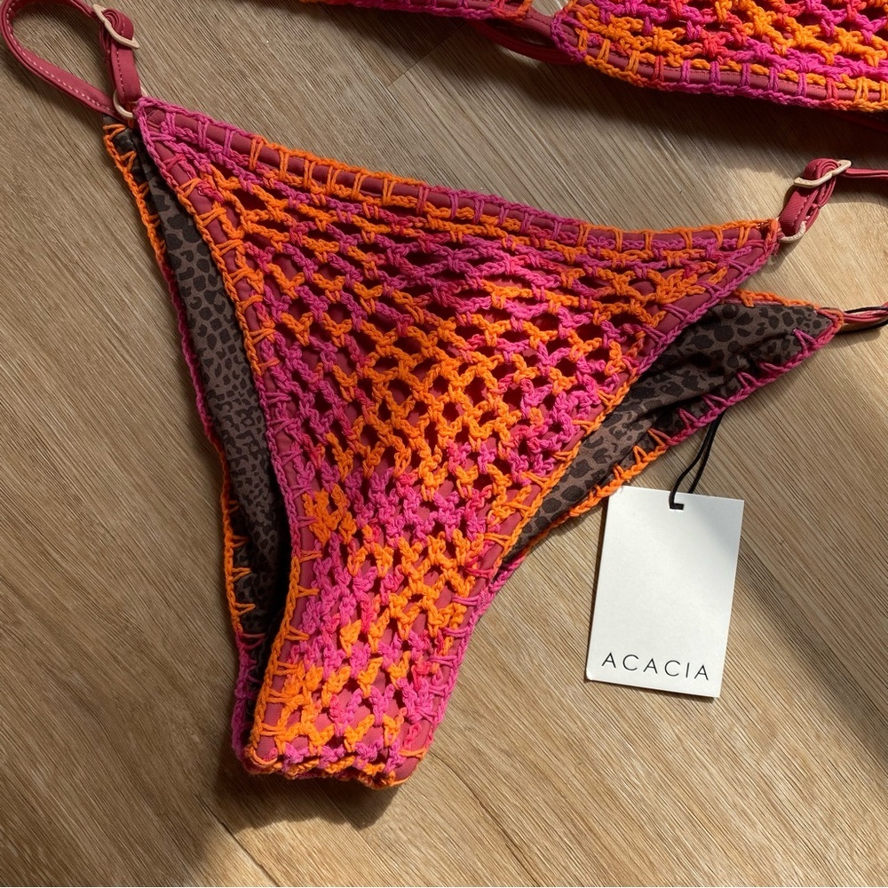 Free People x Acacia Lisboa Crochet bikini Top & Bottom large top XLarge bottom - Picture 3 of 10